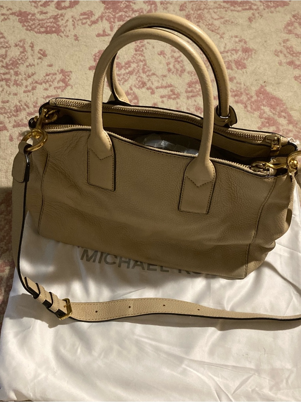 Marc Jacobs Tan Pebbled Leather Satchel with Removable Strap